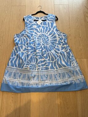 Kaktus Blue & White Cotton Tunic Dress ✨ Oversized Coastal Boho Summer Mini